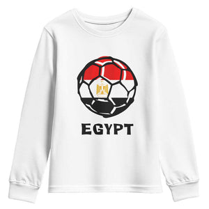 Egyptian Flag Soccer Ball Graphic Youth Sweatshirt Egypt Pride Sports Football Fans Match Day TS02 White Print Your Wear