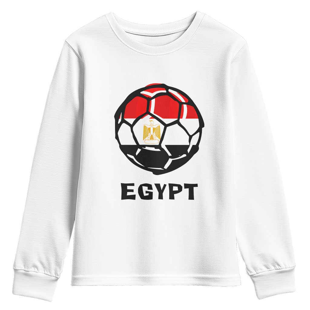 Egyptian Flag Soccer Ball Graphic Youth Sweatshirt Egypt Pride Sports Football Fans Match Day TS02 White Print Your Wear