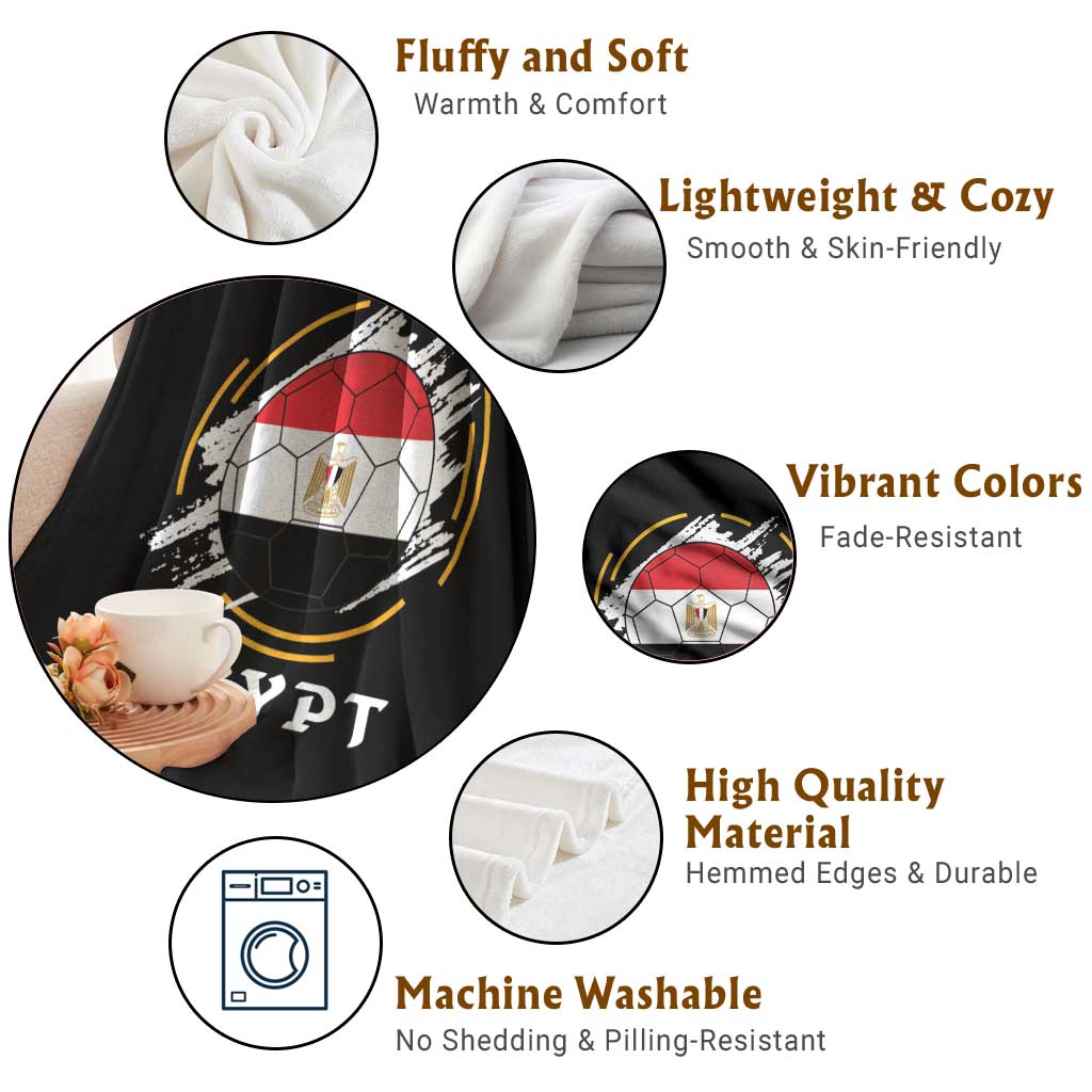 Egyptian Flag Soccer Ball Splatter Graphic Throw Blanket Egypt Pride Sports Football Fans Match Day TS02 Print Your Wear