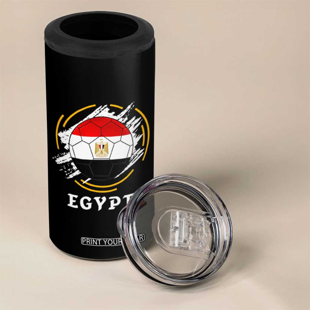 Egyptian Flag Soccer Ball Splatter Graphic 4 in 1 Can Cooler Tumbler Egypt Pride Sports Football Fans Match Day TS02 Print Your Wear