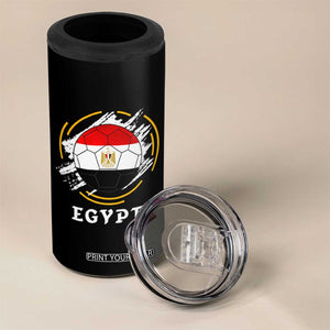 Egyptian Flag Soccer Ball Splatter Graphic 4 in 1 Can Cooler Tumbler Egypt Pride Sports Football Fans Match Day TS02 Print Your Wear