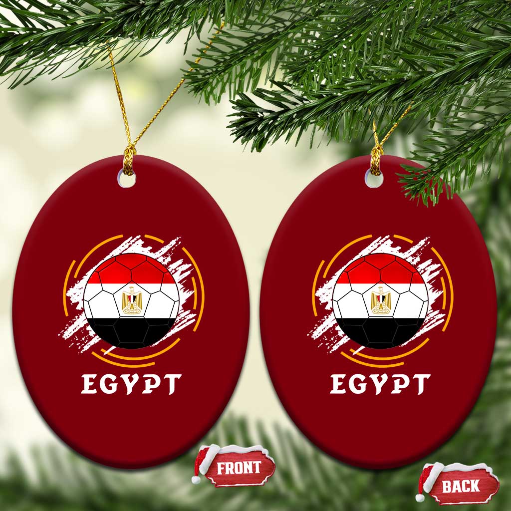 Egyptian Flag Soccer Ball Splatter Graphic Ceramic Ornament Egypt Pride Sports Football Fans Match Day TS02 Print Your Wear