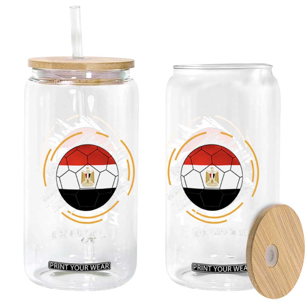 Egyptian Flag Soccer Ball Splatter Graphic Glass Can Egypt Pride Sports Football Fans Match Day TS02 Print Your Wear