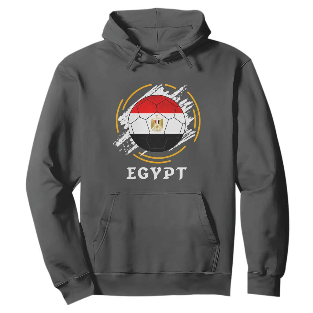 Egyptian Flag Soccer Ball Splatter Graphic Hoodie Egypt Pride Sports Football Fans Match Day TS02 Dark Heather Print Your Wear