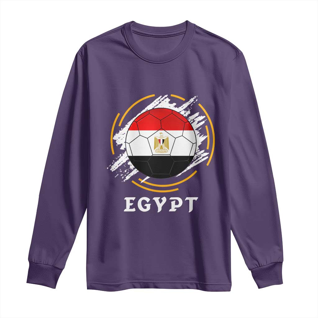 Egyptian Flag Soccer Ball Splatter Graphic Long Sleeve Shirt Egypt Pride Sports Football Fans Match Day TS02 Purple Print Your Wear