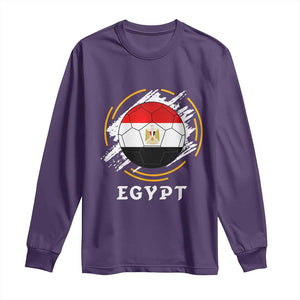 Egyptian Flag Soccer Ball Splatter Graphic Long Sleeve Shirt Egypt Pride Sports Football Fans Match Day TS02 Purple Print Your Wear