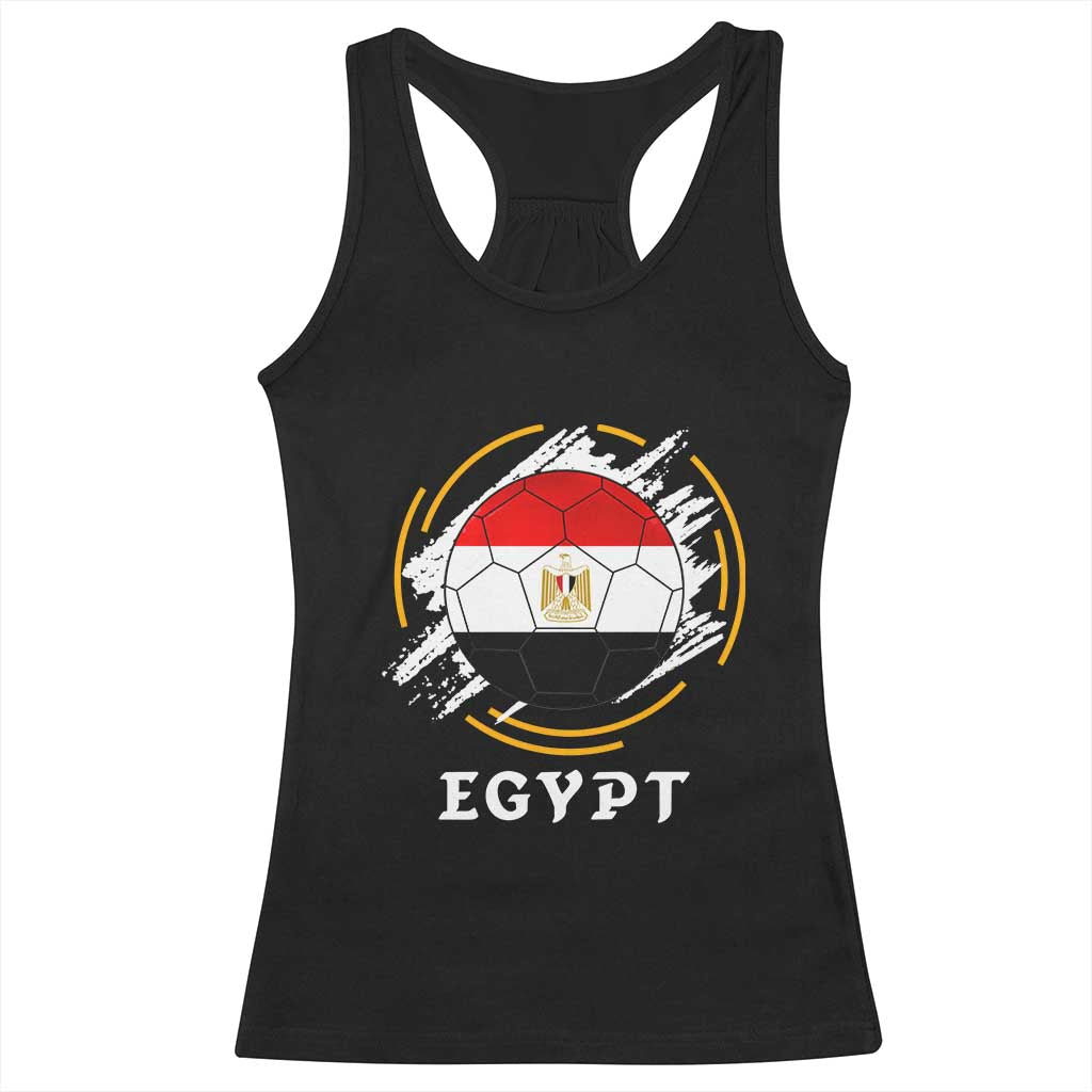 Egyptian Flag Soccer Ball Splatter Graphic Racerback Tank Top Egypt Pride Sports Football Fans Match Day TS02 Black Print Your Wear