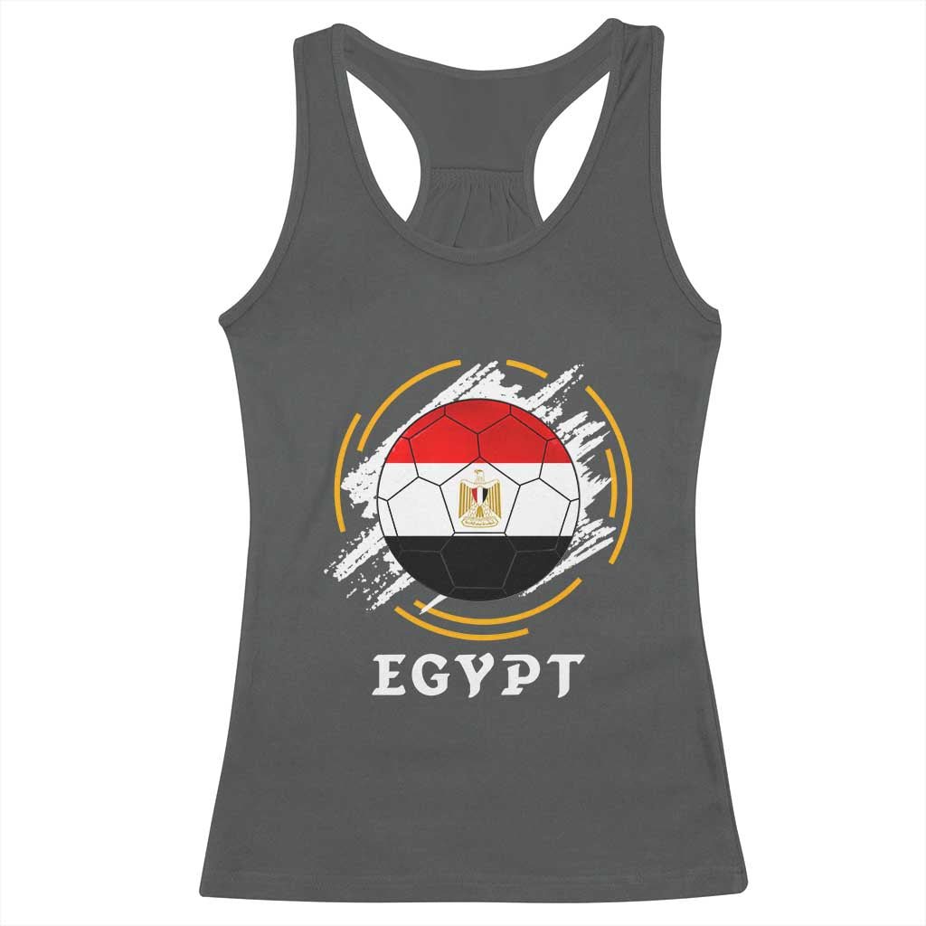 Egyptian Flag Soccer Ball Splatter Graphic Racerback Tank Top Egypt Pride Sports Football Fans Match Day TS02 Dark Heather Print Your Wear