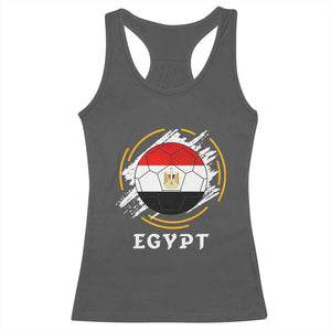 Egyptian Flag Soccer Ball Splatter Graphic Racerback Tank Top Egypt Pride Sports Football Fans Match Day TS02 Dark Heather Print Your Wear