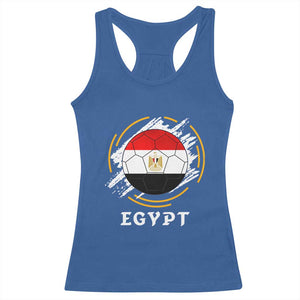 Egyptian Flag Soccer Ball Splatter Graphic Racerback Tank Top Egypt Pride Sports Football Fans Match Day TS02 Royal Blue Print Your Wear