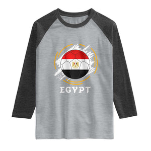 Egyptian Flag Soccer Ball Splatter Graphic Raglan Shirt Egypt Pride Sports Football Fans Match Day TS02 Heather Gray Heather Charcoal Print Your Wear