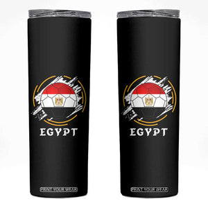 Egyptian Flag Soccer Ball Splatter Graphic Skinny Tumbler Egypt Pride Sports Football Fans Match Day TS02 Black Print Your Wear