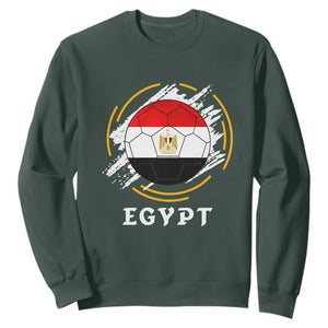 Egyptian Flag Soccer Ball Splatter Graphic Sweatshirt Egypt Pride Sports Football Fans Match Day TS02 Dark Forest Green Print Your Wear