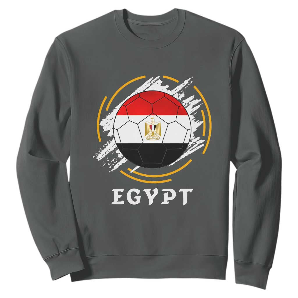 Egyptian Flag Soccer Ball Splatter Graphic Sweatshirt Egypt Pride Sports Football Fans Match Day TS02 S Dark Heather Print Your Wear