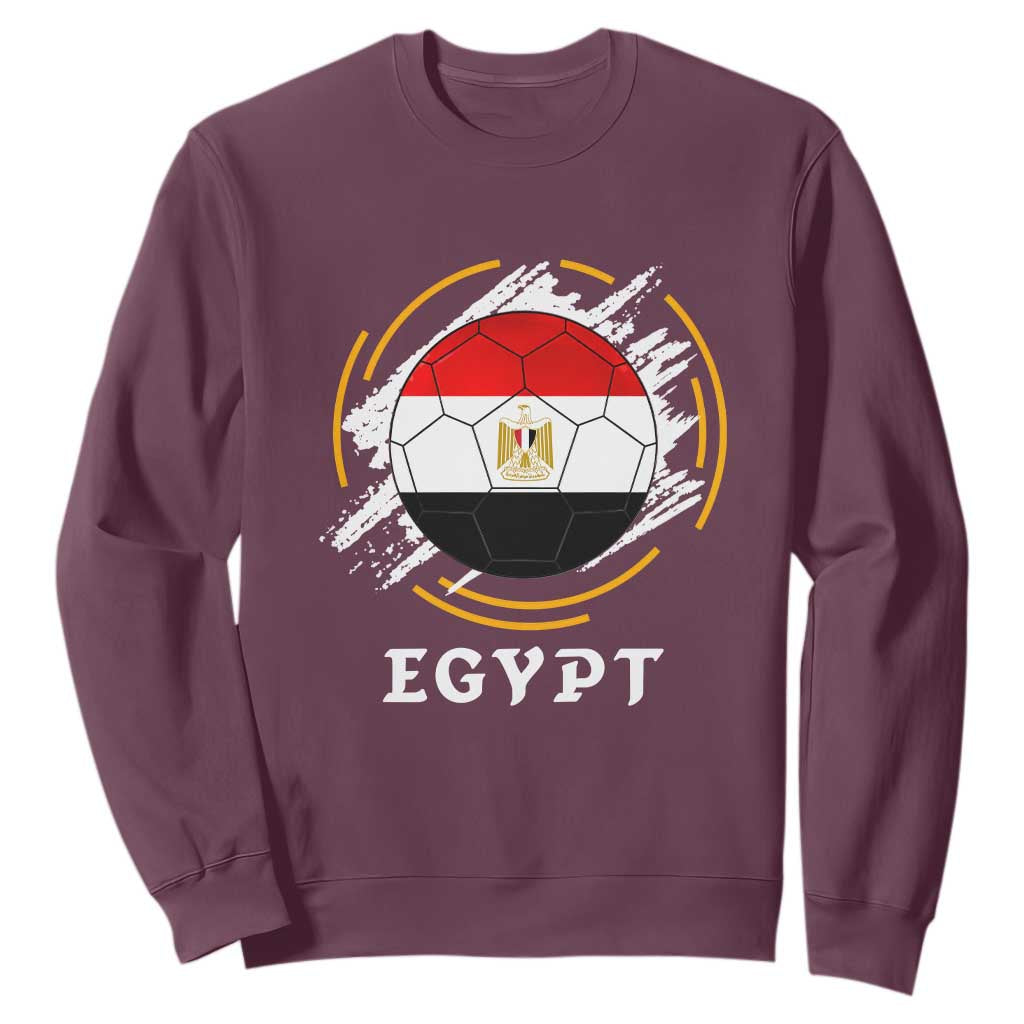 Egyptian Flag Soccer Ball Splatter Graphic Sweatshirt Egypt Pride Sports Football Fans Match Day TS02 Maroon Print Your Wear