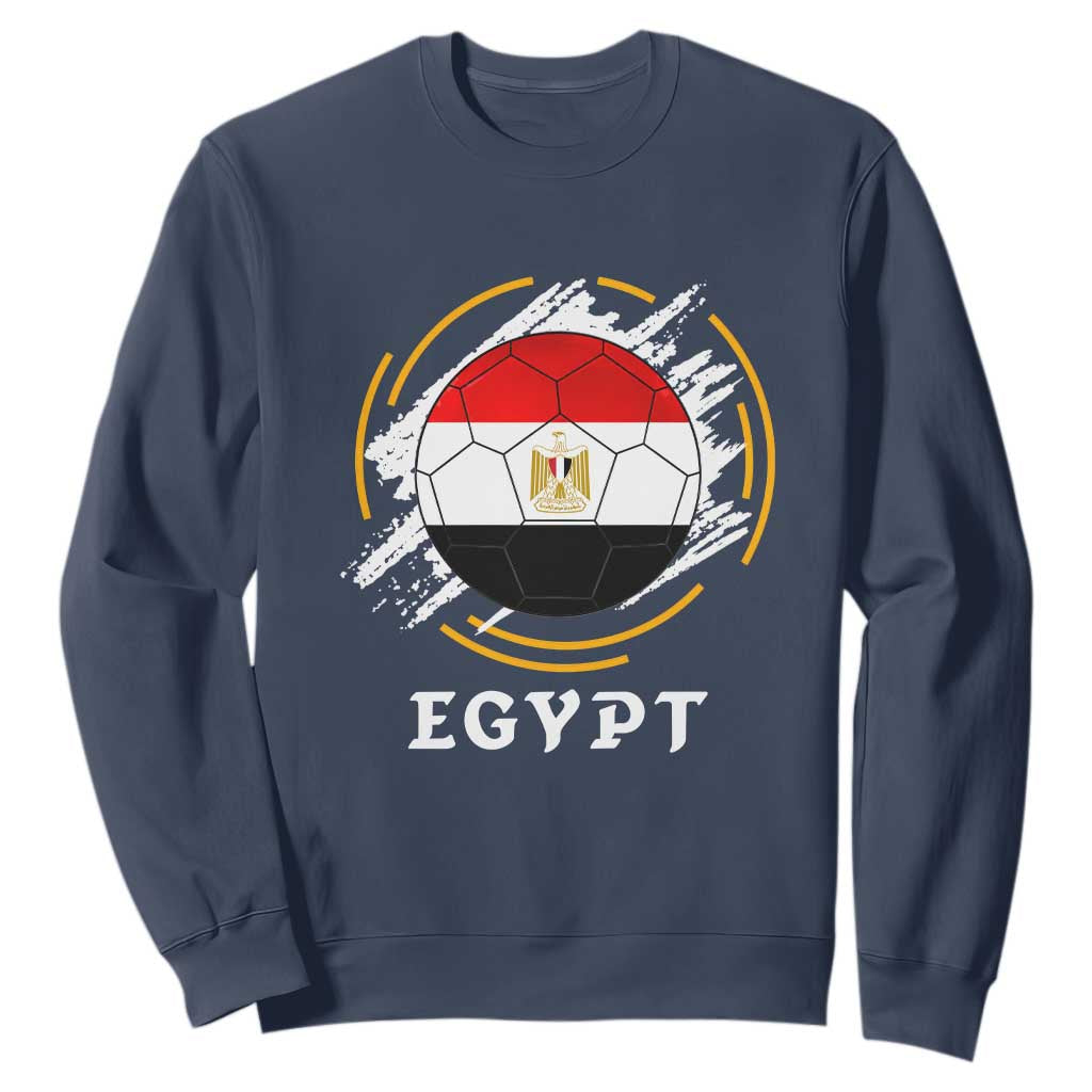 Egyptian Flag Soccer Ball Splatter Graphic Sweatshirt Egypt Pride Sports Football Fans Match Day TS02 Navy Print Your Wear