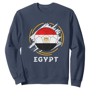 Egyptian Flag Soccer Ball Splatter Graphic Sweatshirt Egypt Pride Sports Football Fans Match Day TS02 Navy Print Your Wear