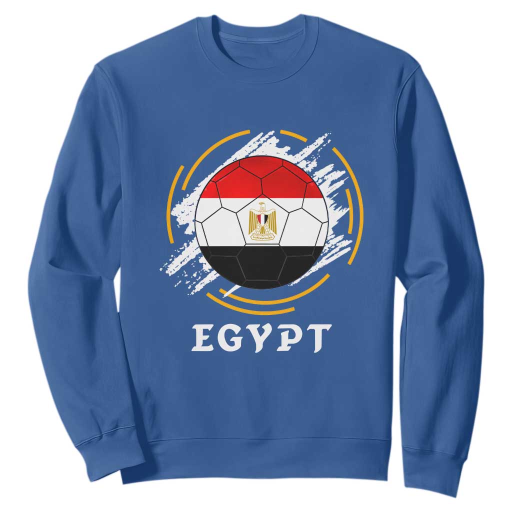 Egyptian Flag Soccer Ball Splatter Graphic Sweatshirt Egypt Pride Sports Football Fans Match Day TS02 Royal Blue Print Your Wear