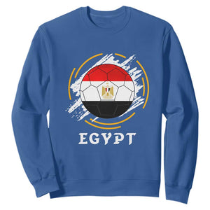 Egyptian Flag Soccer Ball Splatter Graphic Sweatshirt Egypt Pride Sports Football Fans Match Day TS02 Royal Blue Print Your Wear