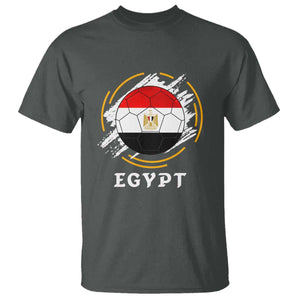Egyptian Flag Soccer Ball Splatter Graphic T Shirt Egypt Pride Sports Football Fans Match Day TS02 Dark Heather Print Your Wear