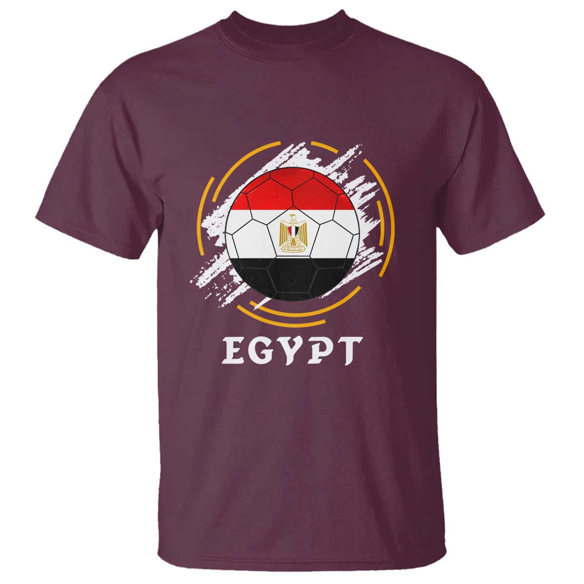 Egyptian Flag Soccer Ball Splatter Graphic T Shirt Egypt Pride Sports Football Fans Match Day TS02 Maroon Print Your Wear