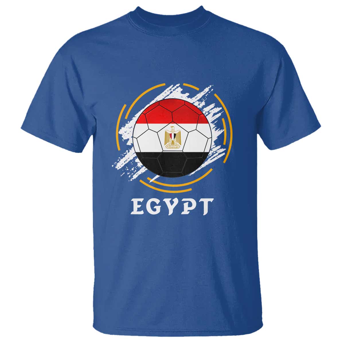 Egyptian Flag Soccer Ball Splatter Graphic T Shirt Egypt Pride Sports Football Fans Match Day TS02 Royal Blue Print Your Wear