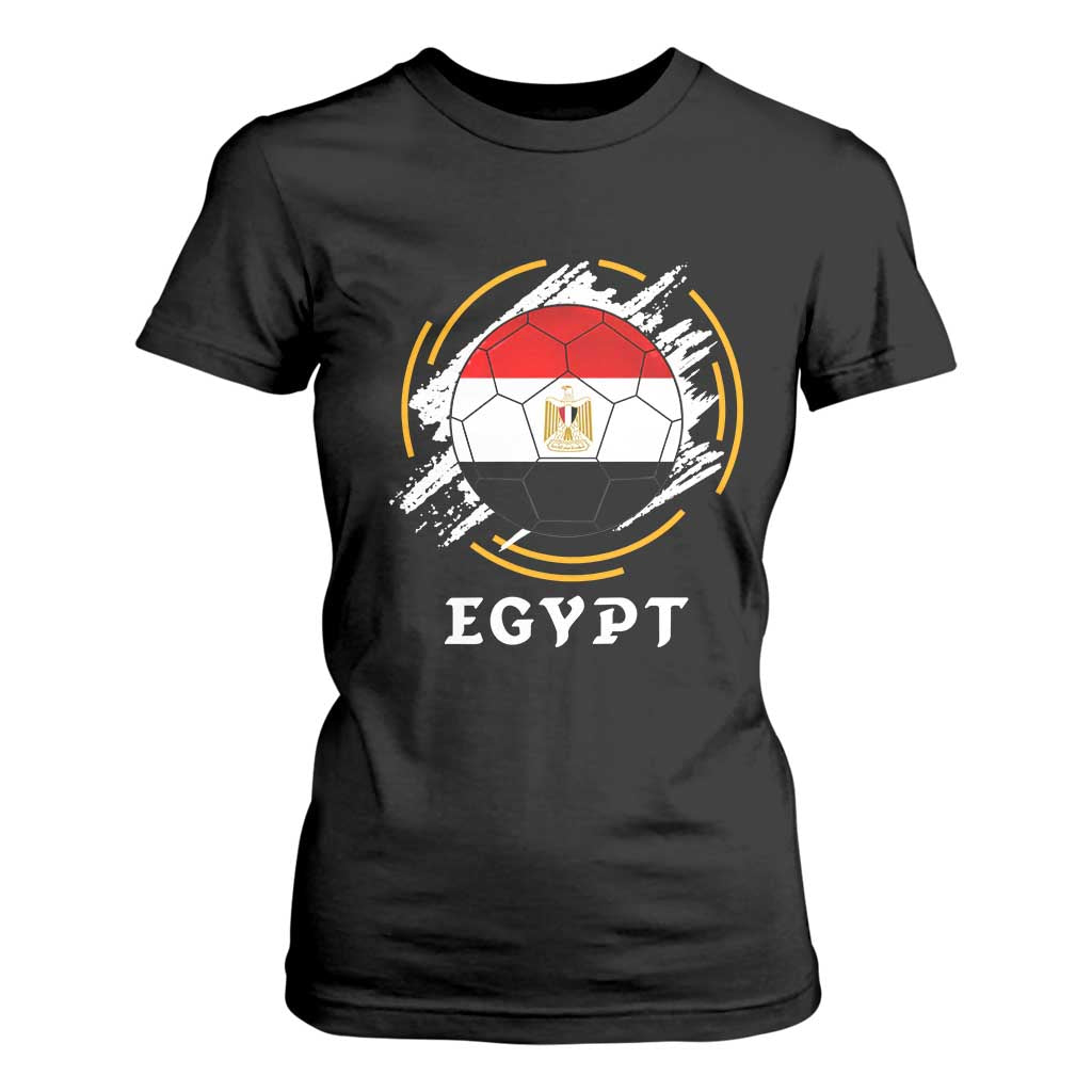 Egyptian Flag Soccer Ball Splatter Graphic T Shirt For Women Egypt Pride Sports Football Fans Match Day TS02 Black Print Your Wear