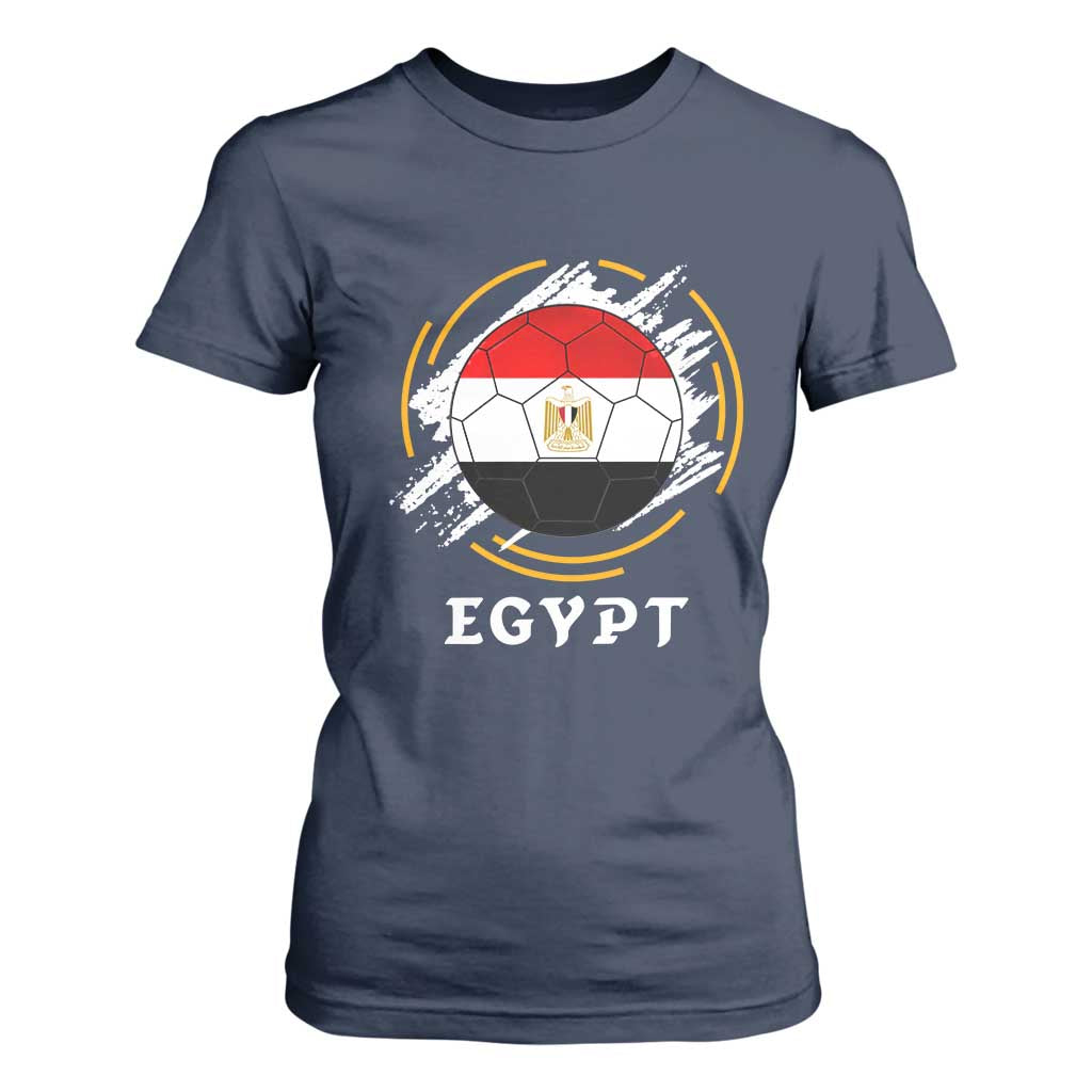 Egyptian Flag Soccer Ball Splatter Graphic T Shirt For Women Egypt Pride Sports Football Fans Match Day TS02 Navy Print Your Wear