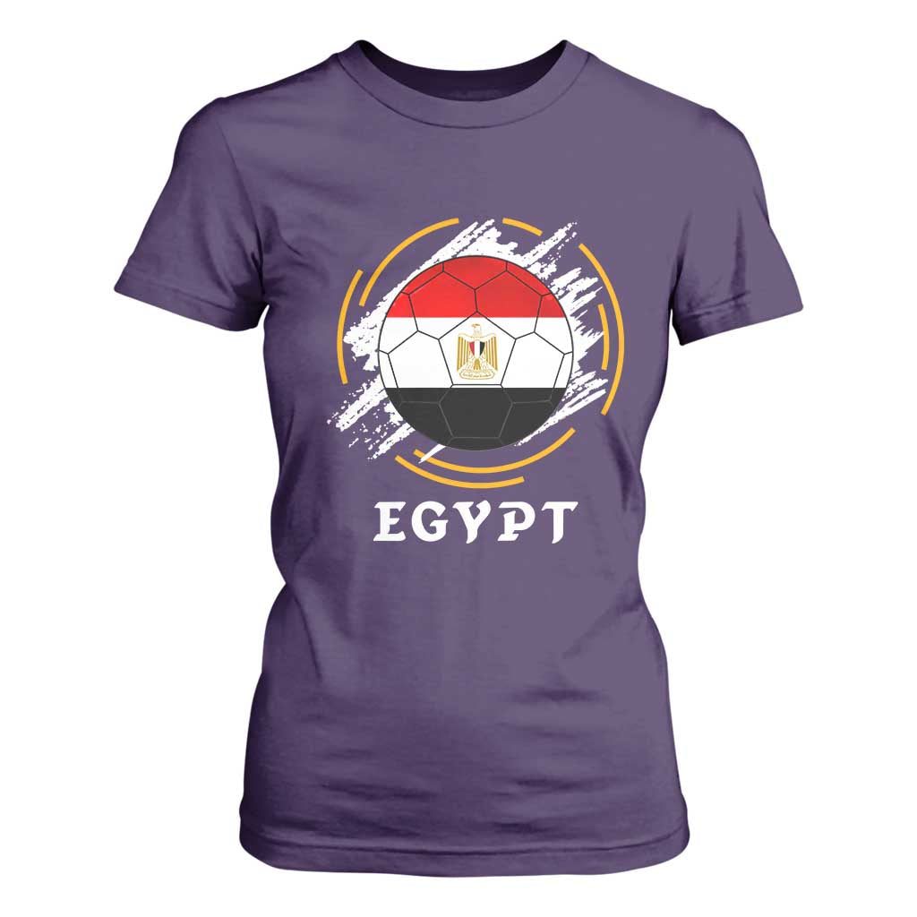 Egyptian Flag Soccer Ball Splatter Graphic T Shirt For Women Egypt Pride Sports Football Fans Match Day TS02 Purple Print Your Wear
