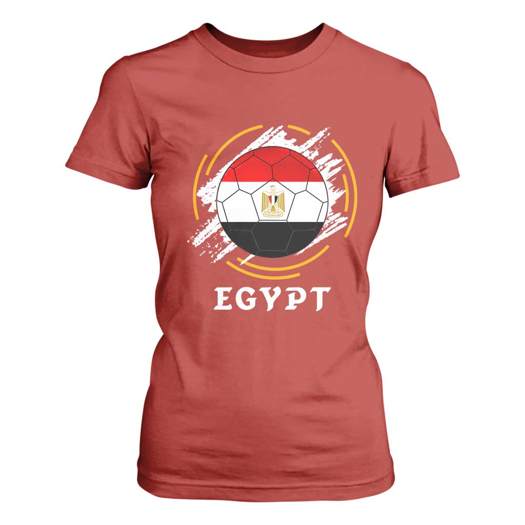 Egyptian Flag Soccer Ball Splatter Graphic T Shirt For Women Egypt Pride Sports Football Fans Match Day TS02 Red Print Your Wear
