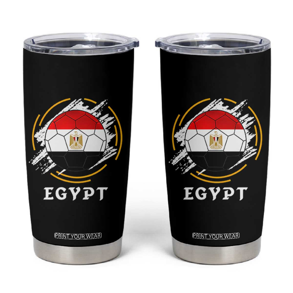 Egyptian Flag Soccer Ball Splatter Graphic Tumbler Cup Egypt Pride Sports Football Fans Match Day TS02 Black Print Your Wear