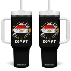 Egyptian Flag Soccer Ball Splatter Graphic Tumbler With Handle Egypt Pride Sports Football Fans Match Day TS02 One Size: 40 oz Black Print Your Wear