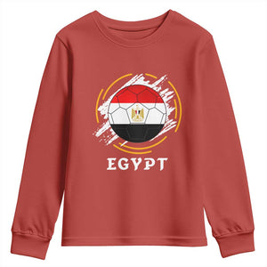 Egyptian Flag Soccer Ball Splatter Graphic Youth Sweatshirt Egypt Pride Sports Football Fans Match Day TS02 Red Print Your Wear