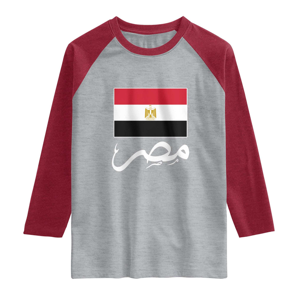 Egyptian Flag Misr Arabic Calligraphy Raglan Shirt Patriotic Egypt Heritage Pride TS02 Heather Gray Heather Red Print Your Wear