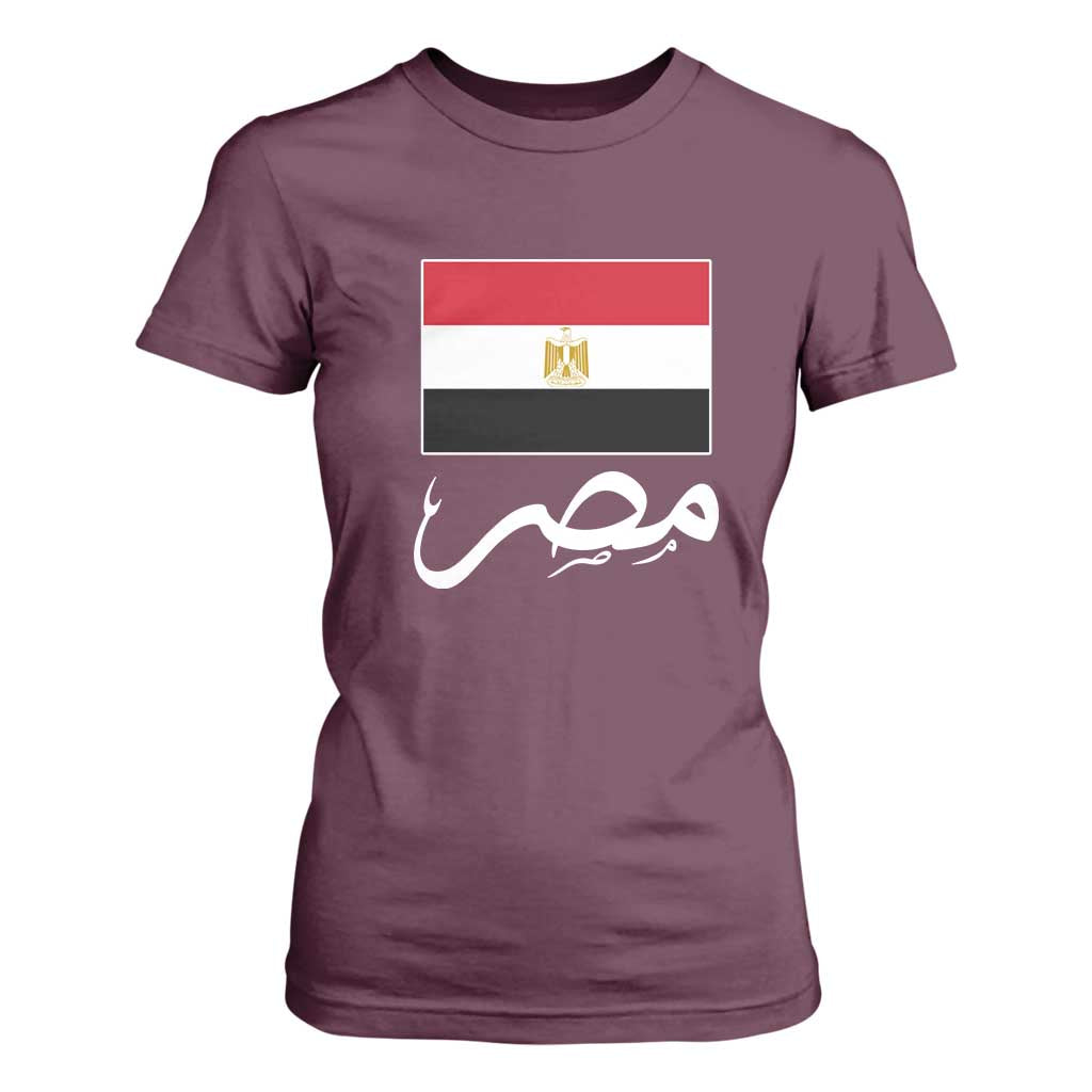 Egyptian Flag Misr Arabic Calligraphy T Shirt For Women Patriotic Egypt Heritage Pride TS02 Maroon Print Your Wear
