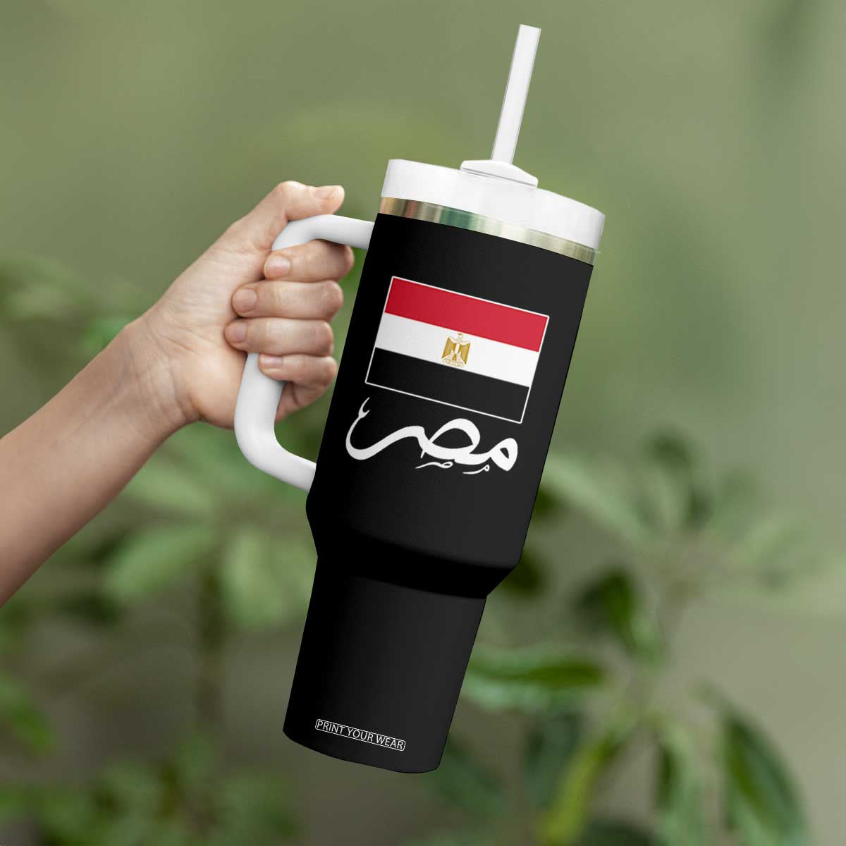 Egyptian Flag Misr Arabic Calligraphy Tumbler With Handle Patriotic Egypt Heritage Pride TS02 Print Your Wear