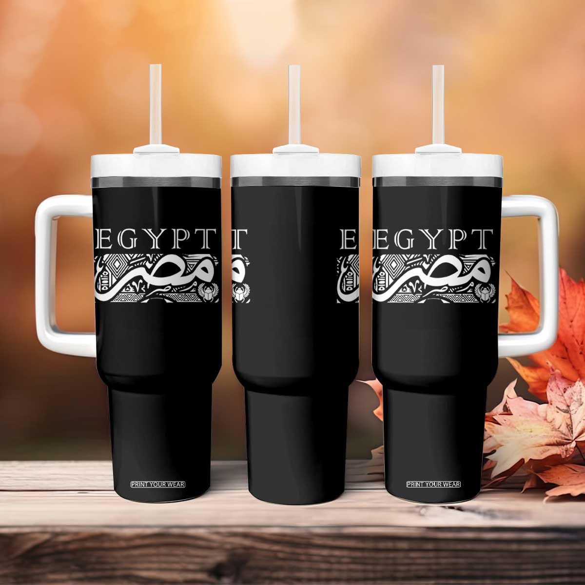 Egypt Misr Arabic Calligraphy Tumbler With Handle Vintage Egyptian Heritage Pharaonic Pattern Graphic TS02 Print Your Wear
