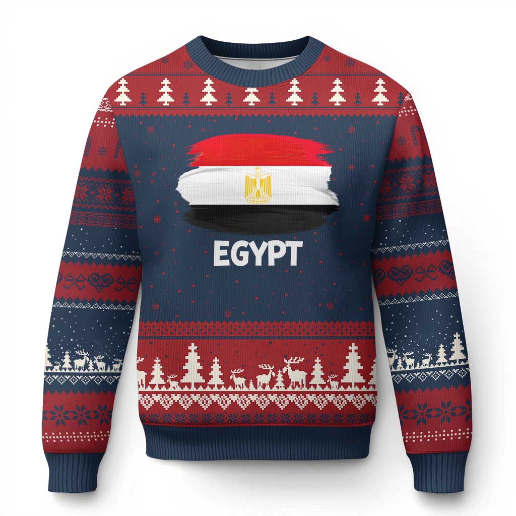 Egypt Flag Misr Pride Ugly Christmas Sweater Egyptian Eagle of Saladin Heritage TS02 Navy Red Print Your Wear