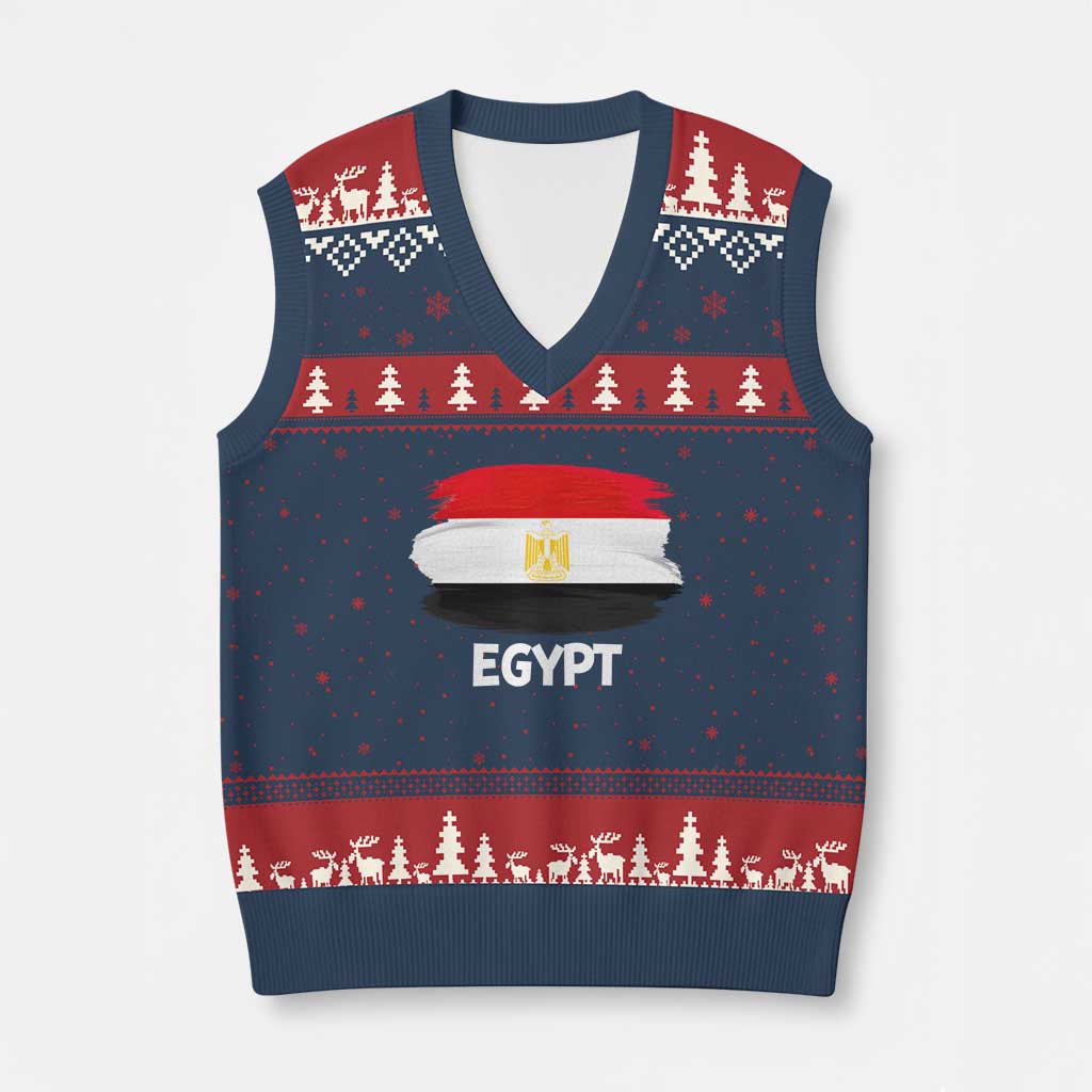 Egypt Flag Misr Pride V-Neck Knit Sweater Vest Egyptian Eagle of Saladin Heritage TS02 Navy Red Print Your Wear