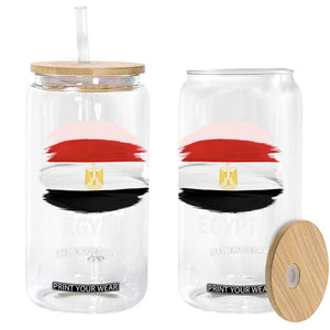 Egypt Flag Misr Pride Glass Can Egyptian Eagle of Saladin Heritage TS02 Print Your Wear