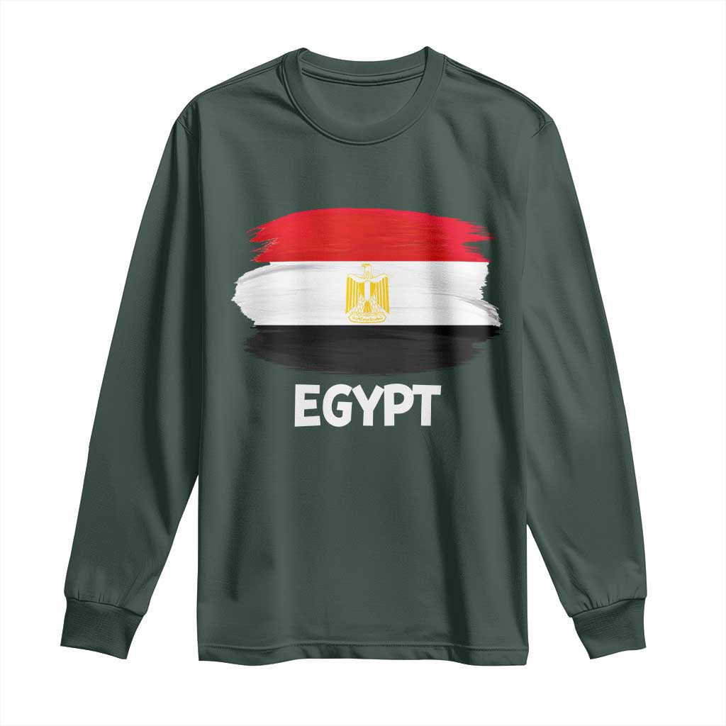 Egypt Flag Misr Pride Long Sleeve Shirt Egyptian Eagle of Saladin Heritage TS02 Dark Forest Green Print Your Wear