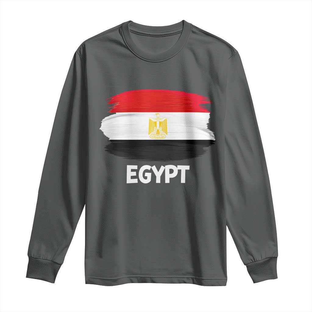 Egypt Flag Misr Pride Long Sleeve Shirt Egyptian Eagle of Saladin Heritage TS02 S Dark Heather Print Your Wear