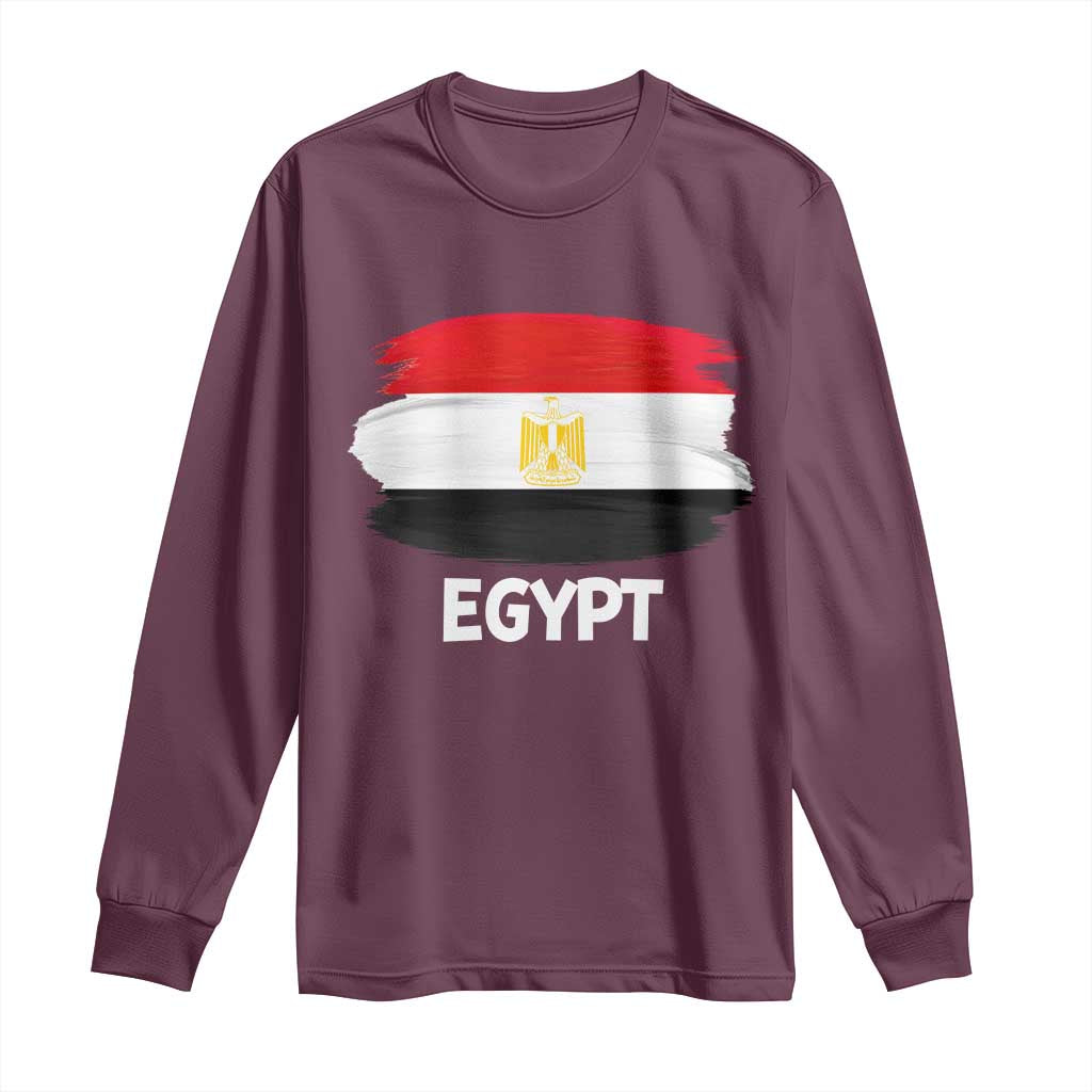 Egypt Flag Misr Pride Long Sleeve Shirt Egyptian Eagle of Saladin Heritage TS02 Maroon Print Your Wear