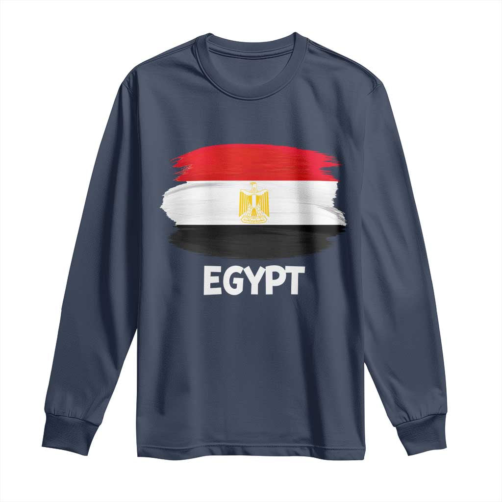 Egypt Flag Misr Pride Long Sleeve Shirt Egyptian Eagle of Saladin Heritage TS02 Navy Print Your Wear