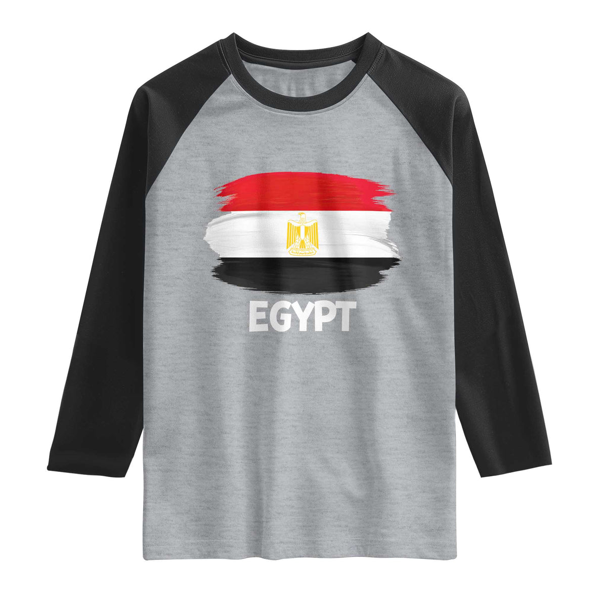 Egypt Flag Misr Pride Raglan Shirt Egyptian Eagle of Saladin Heritage TS02 Heather Gray Black Print Your Wear