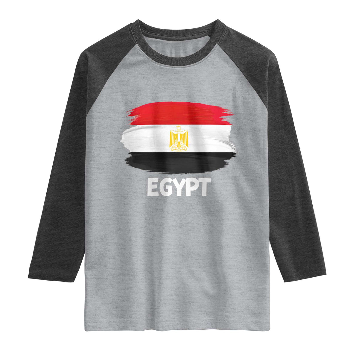 Egypt Flag Misr Pride Raglan Shirt Egyptian Eagle of Saladin Heritage TS02 Heather Gray Heather Charcoal Print Your Wear