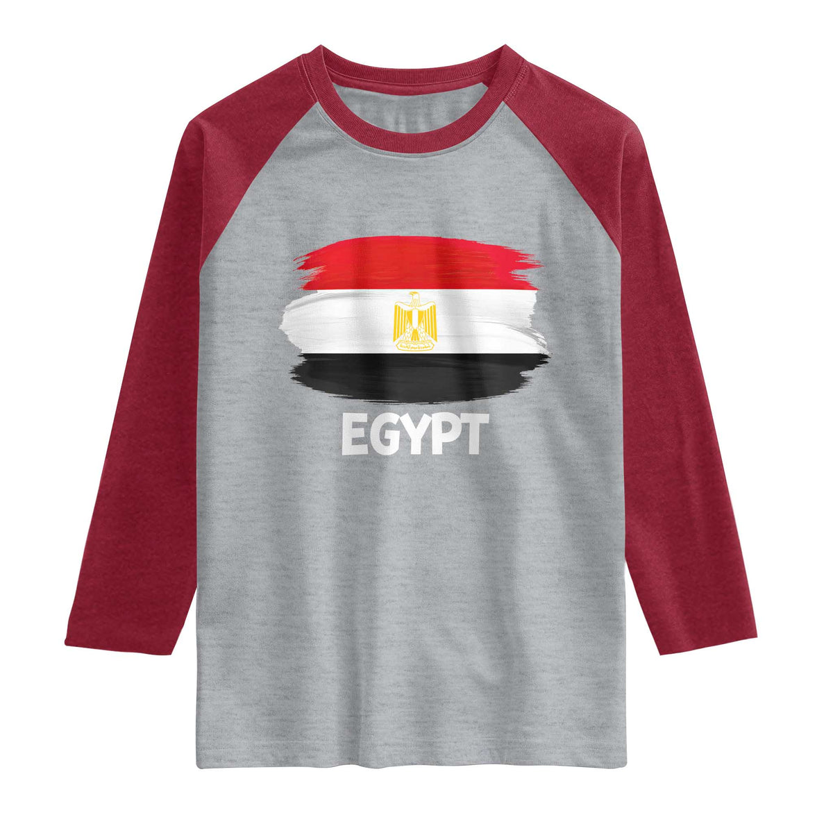 Egypt Flag Misr Pride Raglan Shirt Egyptian Eagle of Saladin Heritage TS02 Heather Gray Heather Red Print Your Wear