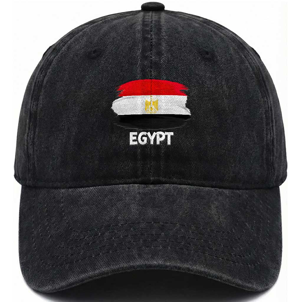 Egypt Flag Misr Pride Washed Cotton Baseball Cap Egyptian Eagle of Saladin Heritage TS02 Print Your Wear