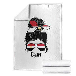 Egyptian Flag Messy Bun Girl Throw Blanket Patriotic Egypt Women TS02 White Print Your Wear