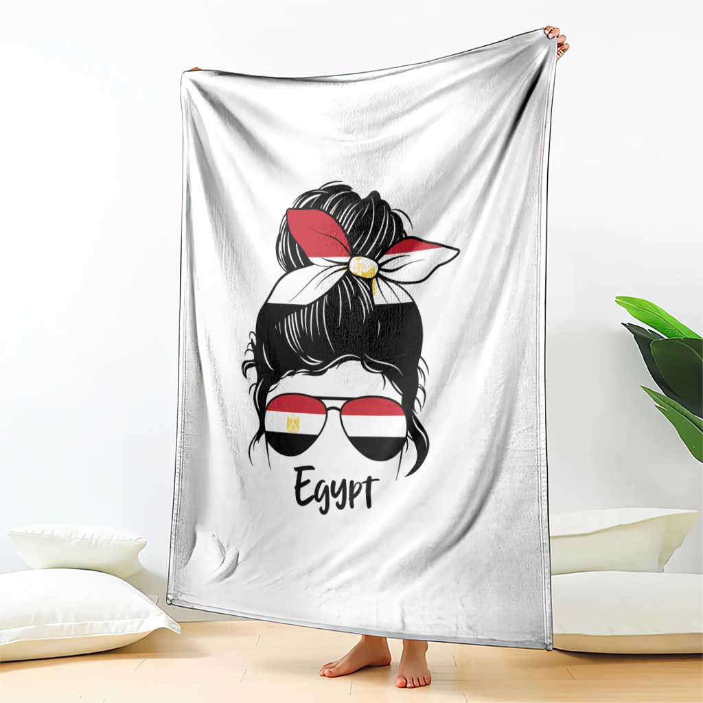 Egyptian Flag Messy Bun Girl Throw Blanket Patriotic Egypt Women TS02 Print Your Wear